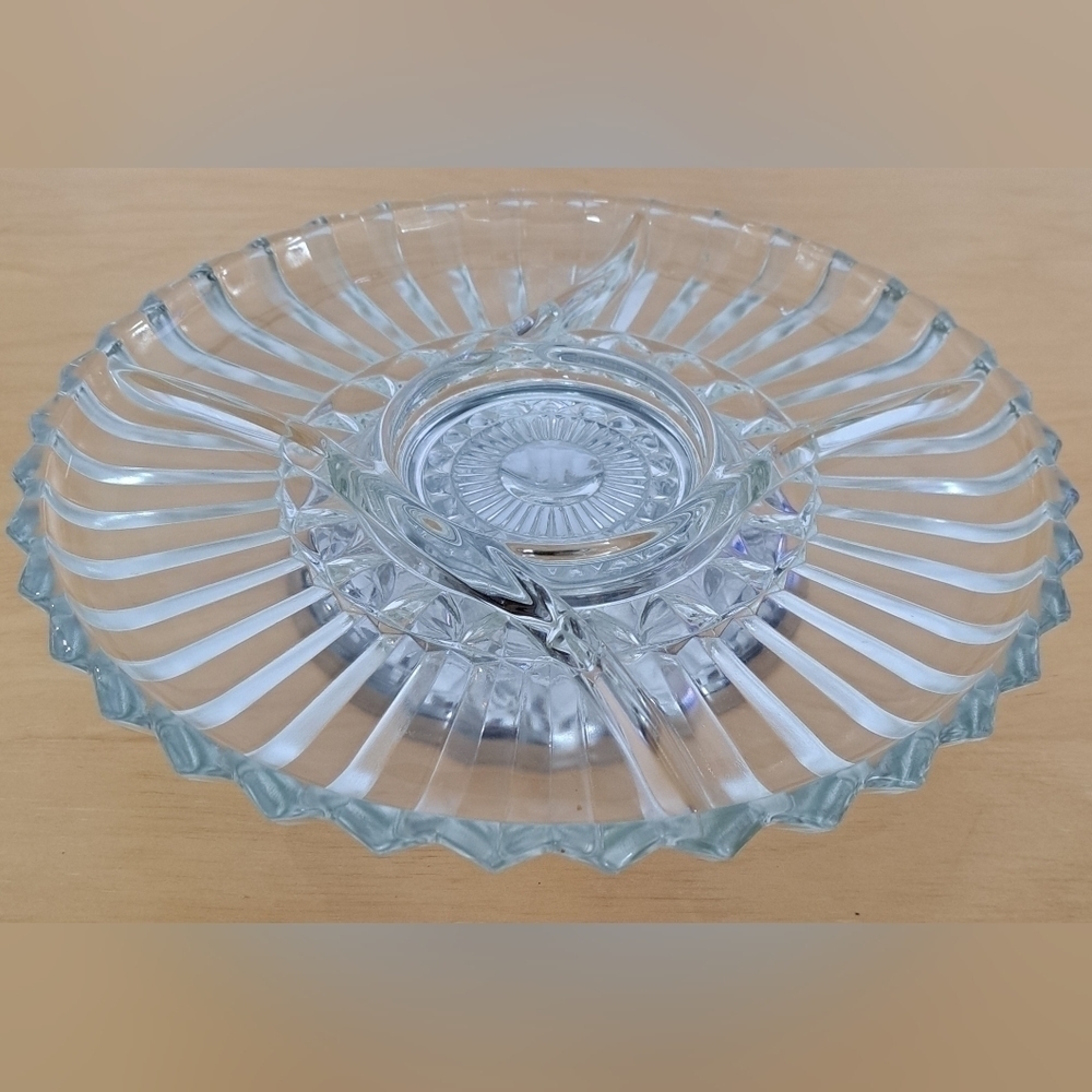 Kromex glass vintage Lazy Suzan appetizer tray serving tray platter made  in USA